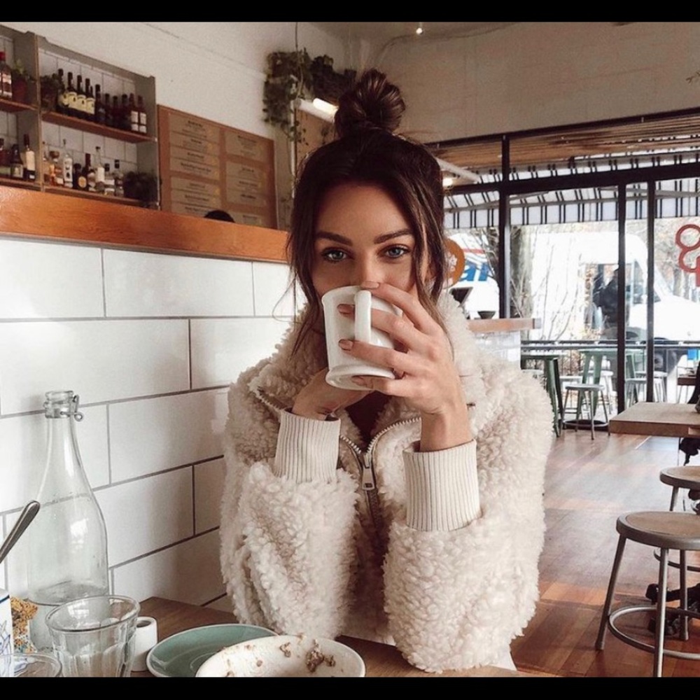 Zara faux fur fluffy zip sweater jacket - M